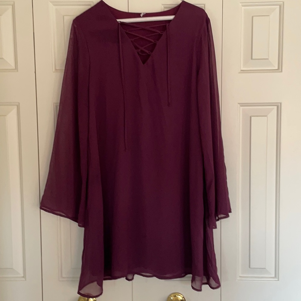 EUC Pinkblush purple lace up dress